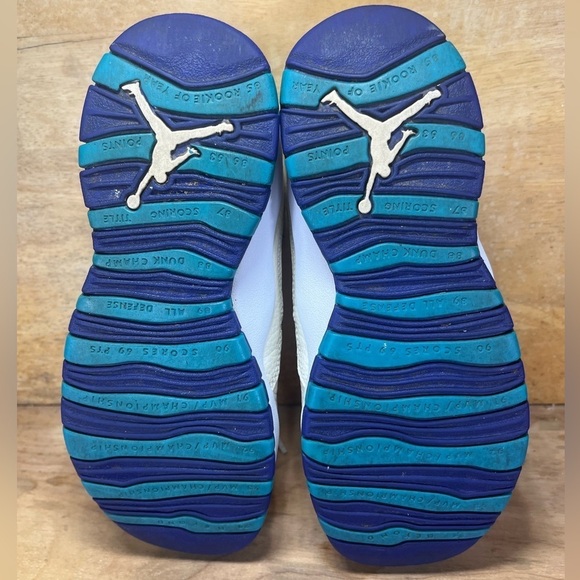 Air Jordan 10 Retro Charlotte Hornets Womens Size 6 (4.5Y) Shoes White Blue - Picture 7 of 8